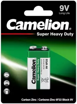 Батарейка Camelion 6F22-BP1G 6F22, "крона", 9 В, 450 мА.ч, 1 шт в упаковке
