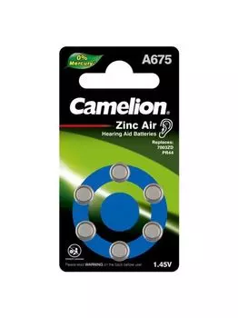 Батарейка Camelion A675-BP6(0%Hg) Mercury Free PR44, 1,4 В, 620 мА.ч, 6 шт в упаковке (12826)