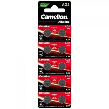 Батарейка Camelion AG2-BP10(0%Hg) Mercury Free LR726/AG2, 1,5 В, 25 мА.ч, 10 шт в упаковке (12810)