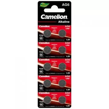 Батарейка Camelion AG6-BP10(0%Hg) Mercury Free LR921/AG6, 1,5 В, 25 мА.ч, 10 шт в упаковке (12814)