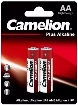 Батарейка Camelion LR6-BP2 Alkaline LR6/AA, 1,5 В, 2700 мА.ч, 2 шт в упаковке
