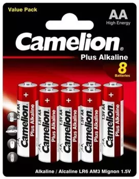 Батарейка Camelion LR6-BP5+3 Alkaline LR6/AA, 1,5 В, 2700 мА.ч, 8 шт в упаковке (14133)