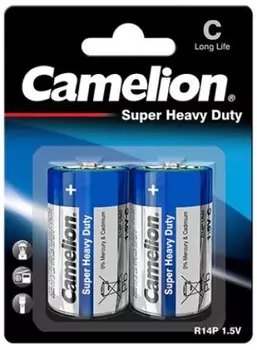 Батарейка Camelion R14P-BP2B R14P, 1,5 В, 3800 мА.ч, 2 шт в упаковке (3216)