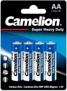 Батарейка Camelion R6P-BP4B R6P/AA, 1,5 В, 960 мА.ч, 4 шт в упаковке (3215)