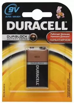 Батарейка Duracell 6LR61/6LF22/6LP3146 Basic 6LR61-1BL Basic MN1604 Крона 9В, 1шт
