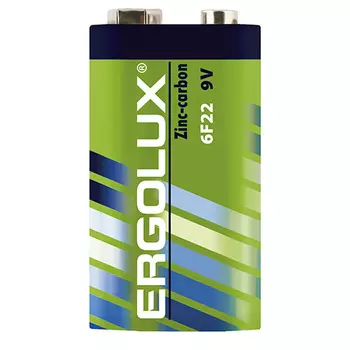 Батарейка Ergolux 6F22SR1 6F22, "крона", 9 В, 450 мА.ч, 1 шт в упаковке