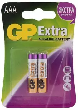 Батарейка GP Extra Alkaline 24AX LR03 1.5V, 2шт, size AAA