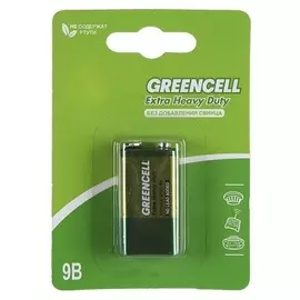 Батарейка GP Greencell 1604GLF-2CR1 9В, солевая, крона, 500 mAh (в блистере)