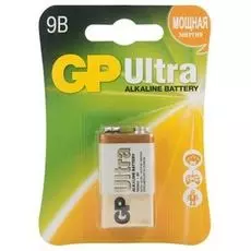 Батарейка GP Ultra Alkaline 1604AU 6LR61 9V, 1шт, size E Крона