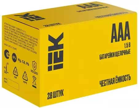 Батарейка IEK ABT-LR03-OP-B28 щелочные Alkaline LR03/AAA (28шт/бокс)