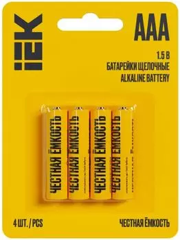 Батарейка IEK ABT-LR03-OP-L04 щелочные Alkaline LR03/AAA (4шт/блистер)