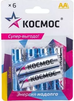 Батарейка Космос KOCLR6BL6 алкалиновые, 6 шт, АА (LR6, R6, UM3)