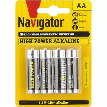 Батарейка Navigator NBT-NE-LR6-BP4 алкалиновая AA/LR6 (блист.4шт) (94753)