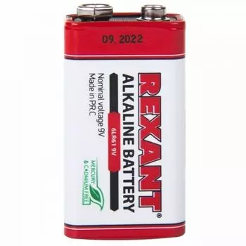 Батарейка Rexant 6LR61 30-1061 алкалиновая, 1шт 9 V 600 mAh блистер