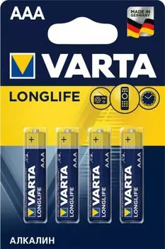 Батарейка Varta LONGLIFE LR03 AAA 04103113414 BL4 Alkaline 1.5V