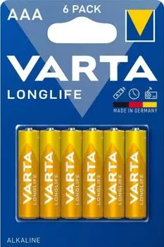 Батарейка Varta LONGLIFE LR03 AAA BL6 Alkaline 1.5V (4103) (6/60/300)