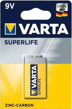 Батарейка Varta SUPERLIFE Крона 6F22 02022101411 BL1 Heavy Duty 9V (2022) (1/10/50)