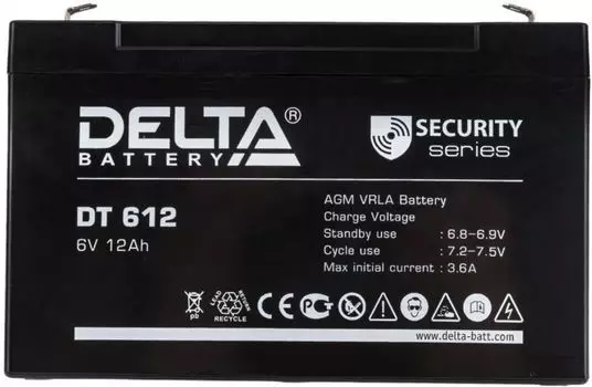 Источник бесперебойного питания 612 Battery Delta DT 612, voltage 6V, capacity 12Ah, 151х50х100mm