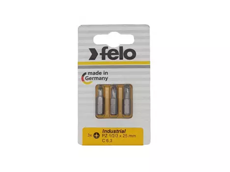 Бита Felo 02193216 крестовая PZ 1/PZ 2/PZ 3X25, 3 шт в блистере