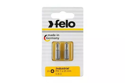Бита Felo 02201036 крестовая PH 1X25, серия Industrial, 2 шт в блистере