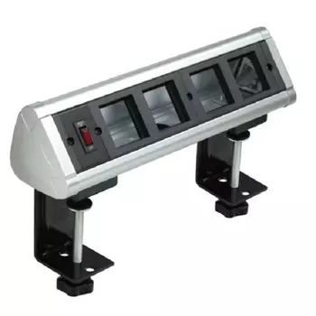 Блок Ecoplast 70314 настольный с выключателем нагрузки на 4 модуля (45х45мм) на струбцинах (алюминий), IP20