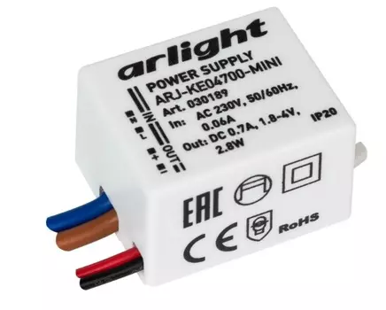 Блок питания Arlight ARJ-KE04700-MINI 030189 (2.8W, 700mA) IP20 пластик