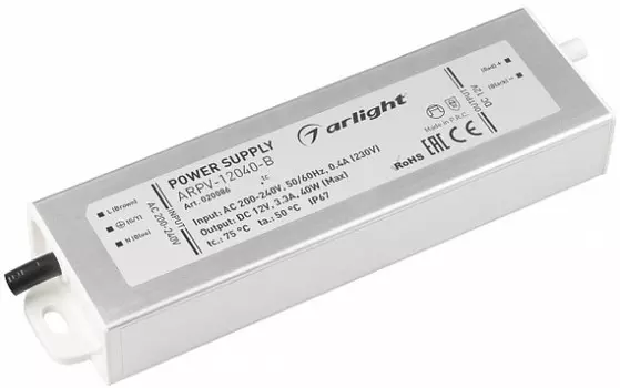 Блок питания Arlight ARPV-12040-B 020086 12V, 3.3A, 40W, IP67, металл