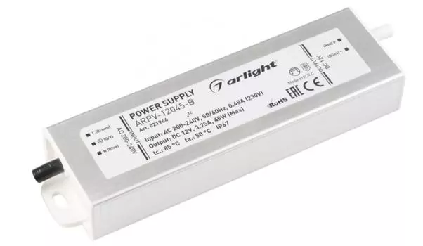 Блок питания Arlight ARPV-12045-B 021964 (12V, 3.8A, 45W) IP67 металл