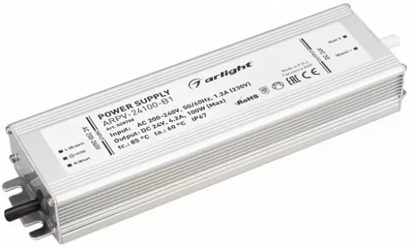 Блок питания Arlight ARPV-24100-B1 028788 24V, 4,2A, 100W, IP67, металл
