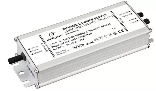 Блок питания Arlight ARPV-UH24150-PFC-DALI2-PH 026126(2) (24V, 6.3A, 150W) IP67 металл