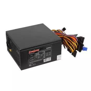 Блок питания ATX Exegate 500PPX EX221641RUS-S 500W RTL, SC, black, APFC, 14cm, 24p+(4+4)p PCI-E,4*IDE,5*SATA, FDD + кабель 220V с защитой от выдергива
