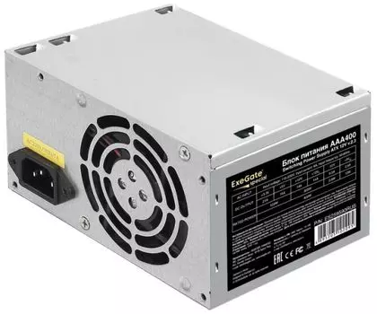 Блок питания ATX Exegate AAA400 (УЦЕНЕННЫЙ) 400W, 8cm fan, 24p+4p, 2*SATA, 1*IDE