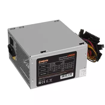 Блок питания ATX Exegate UN600 EX244556RUS 600W, 12cm fan, 24p+4p, 6/8p PCI-E, 3*SATA, 2*IDE, FDD