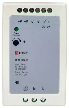 Блок питания EKF DR-M-100W-12 на дин рейку 100 Вт, 220 В AC /12 В DC