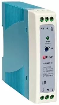 Блок питания EKF DR-M-20W-12 на дин рейку 20 Вт, 220 В AC /12 В DC
