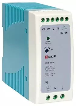 Блок питания EKF DR-M-40W-5 на дин рейку 40 Вт, 240 В AC /5 В DC