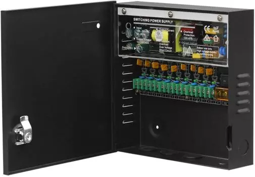 Блок питания Smartec ST-PS110DML-BK 12 VDC/ 10 A, 9 каналов, металлический корпус, черный