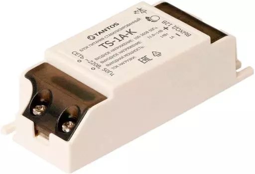 Блок питания Tantos TS-1A-K стабилизированный, 12В; 1А; 100-265В 50Гц, пластиковый корпус