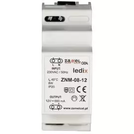 Блок питания Zamel ZNM-08-12 LED 12V DC 8W на DIN-рейку