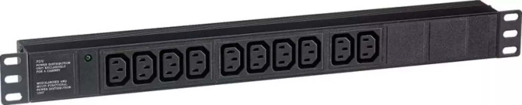 Блок розеток 19", 10 розеток Exegate ServerPro PDU-19H003 Al-10C13-C14 EX280861RUS (19", 1U, Алюминий, 10 IEC 320 C13, С14, черный, RTL)