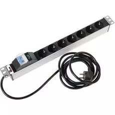 Блок розеток 19, 7 розеток ЦМО R-16-7S-A-440-3 Rem-16 с авт.16А,7 Schuko,алюм.,шнур 3 м.