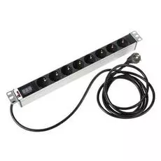 Блок розеток 19, 8 розеток ЦМО R-16-8S-AM-440-3 вход Schuko,шнур 3м,1U,484х45х45 (ШхГхВ),16А,амперметр