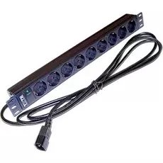 Блок розеток 19, 9 розеток TWT TWT-PDU19-10A9P4-3.0 10A 250V, шнур питания 3.0 м, C14