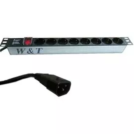 Блок розеток 19, 8 розеток W&T WT-2261A-U-GER с выключателем, 230-250В, 50/60Гц, 16А, шнур 1,8м с вилкой IEC 320 С14