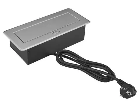 Блок розеток Cactus CS-SOCKET-EU3-GYBK для столешницы 26.5x11.8x6.5см серый