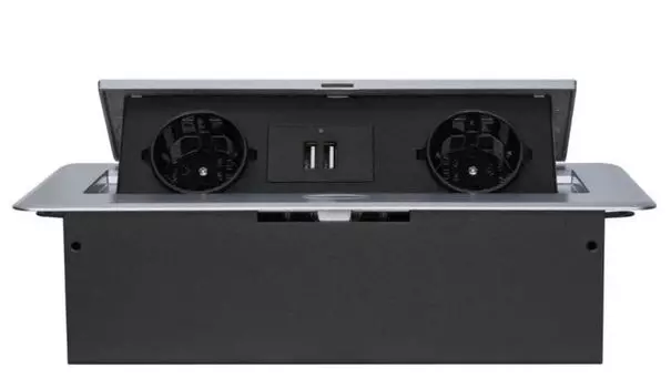 Блок розеток Cactus CS-SOCKET-EU/USBA-GY для столешницы 26.5x11.8x6.5см серый