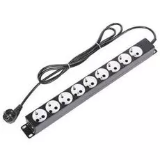 Блок розеток ЦМО БР-9П-Ш-9005 19" со шнуром (2 м.) без выключателя, 9 розеток, черный