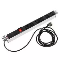 Блок розеток ЦМО R-16-9C13-V-440-3 Rem-16 с выкл., 9 IEC 60320 C13, 16 A, алюм., 19", шнур 3 м