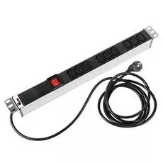 Блок розеток ЦМО R-16-9C13-V-440-1.8 Rem-16 с выкл., 9 IEC 60320 C13, 16 A, алюм., 19", шнур 1,8 м