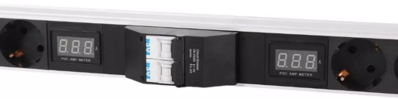 Блок розеток ЦМО R-32-2x(8S-4C19-A-I)-1420-K вертикальный, Rem-32 на 2 контура по 8*Sсhuko, 4*IEC 60320 C19 с авт., инд., 2 x 16 А, алюм., 33-38U, кол